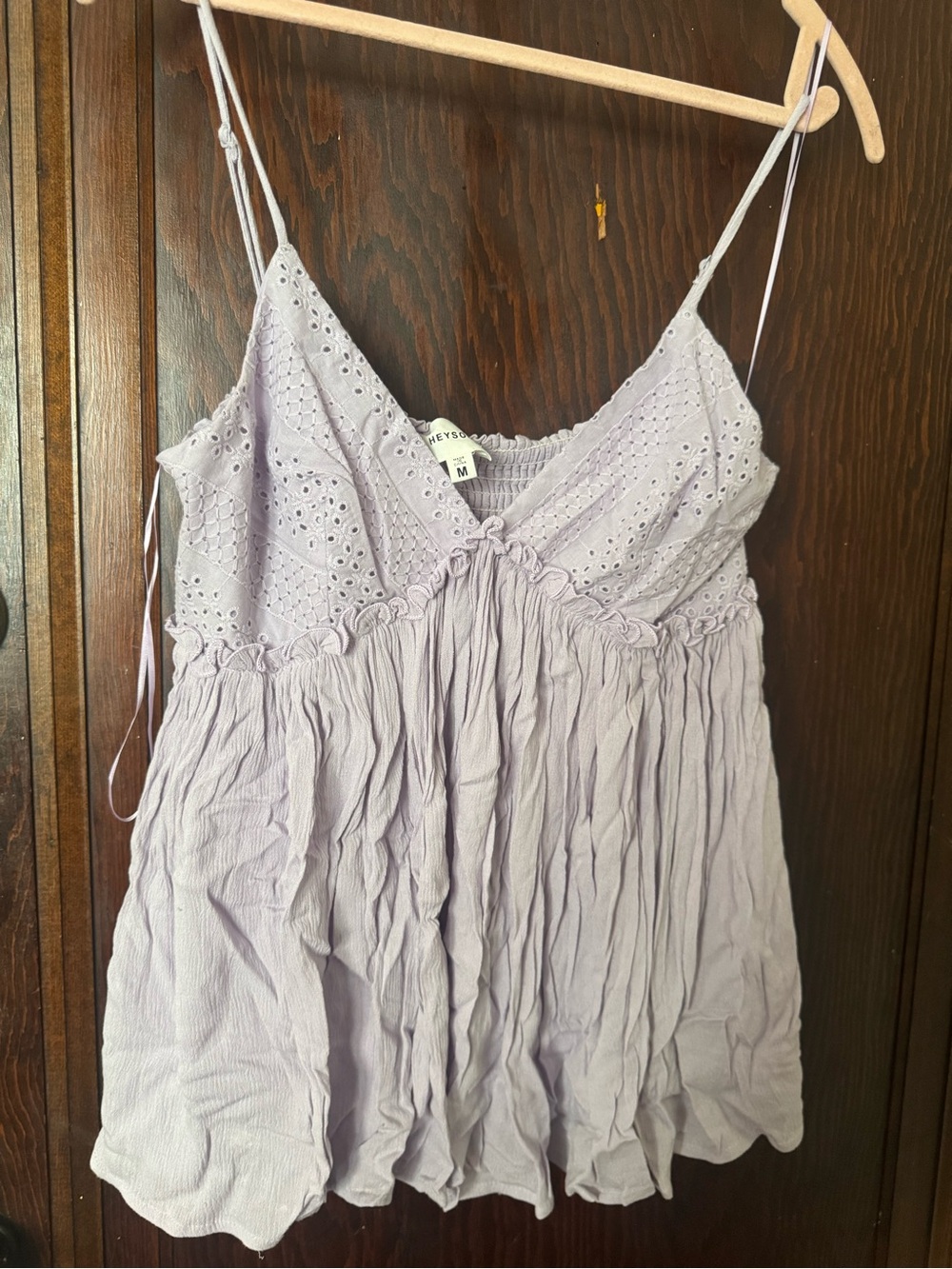Lavender Eyelet Lace Camisole with Adjustable Straps